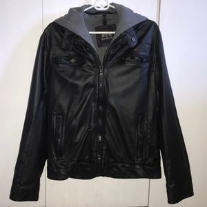 Express leather jacket with removable hoodie